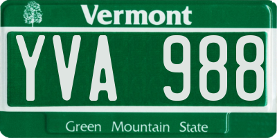 VT license plate YVA988