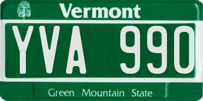 VT license plate YVA990