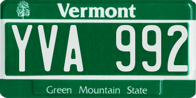 VT license plate YVA992