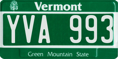 VT license plate YVA993