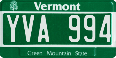 VT license plate YVA994
