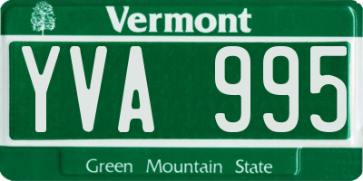 VT license plate YVA995