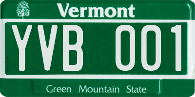 VT license plate YVB001
