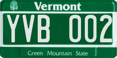 VT license plate YVB002