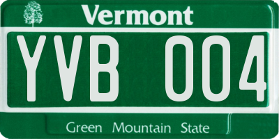 VT license plate YVB004