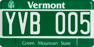 VT license plate YVB005