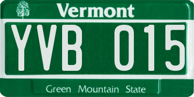 VT license plate YVB015
