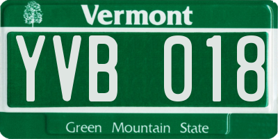 VT license plate YVB018