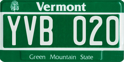 VT license plate YVB020