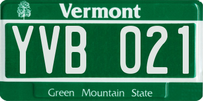 VT license plate YVB021