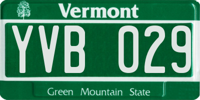VT license plate YVB029