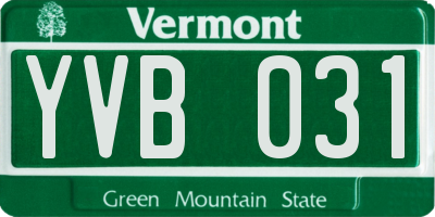 VT license plate YVB031