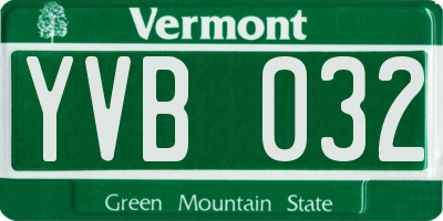 VT license plate YVB032