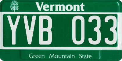 VT license plate YVB033