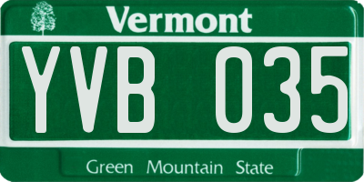 VT license plate YVB035