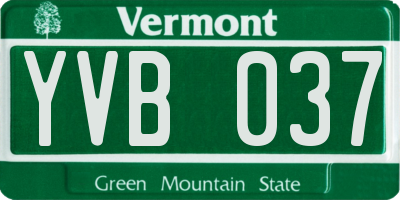 VT license plate YVB037