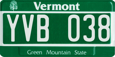 VT license plate YVB038