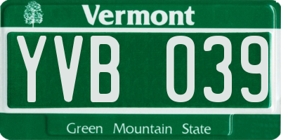 VT license plate YVB039