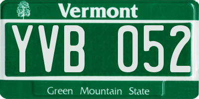 VT license plate YVB052