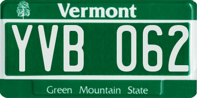 VT license plate YVB062