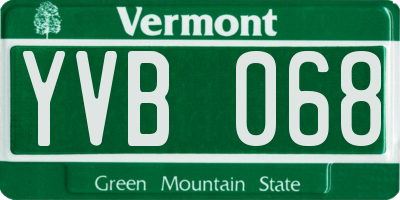 VT license plate YVB068