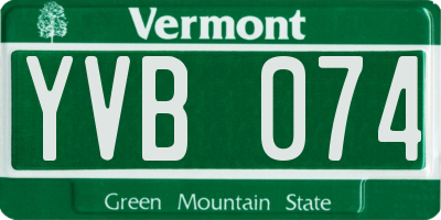 VT license plate YVB074