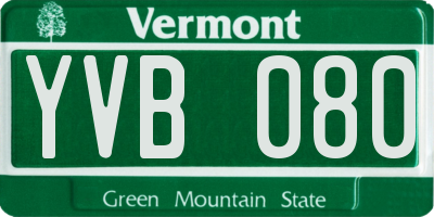 VT license plate YVB080