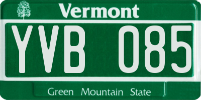 VT license plate YVB085