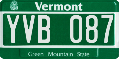 VT license plate YVB087