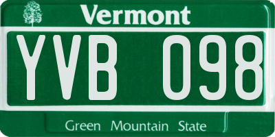 VT license plate YVB098
