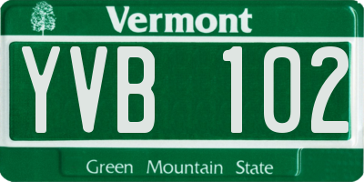 VT license plate YVB102
