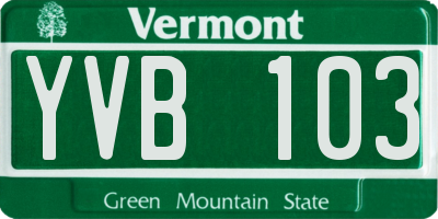 VT license plate YVB103