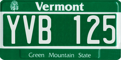 VT license plate YVB125