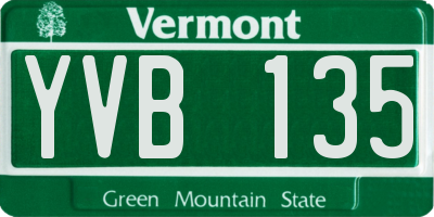 VT license plate YVB135