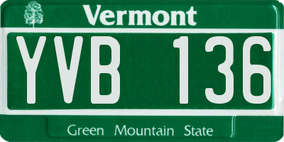 VT license plate YVB136