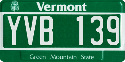 VT license plate YVB139