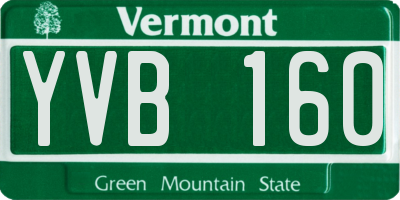 VT license plate YVB160