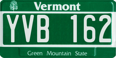 VT license plate YVB162