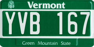 VT license plate YVB167