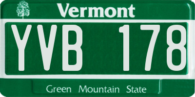 VT license plate YVB178