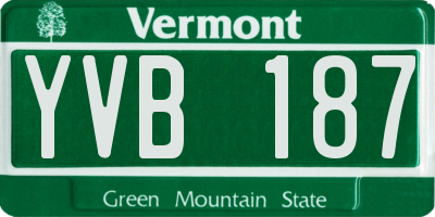 VT license plate YVB187