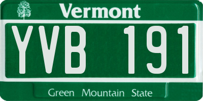 VT license plate YVB191