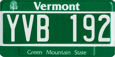 VT license plate YVB192