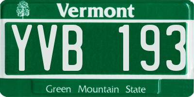 VT license plate YVB193
