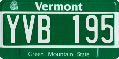 VT license plate YVB195