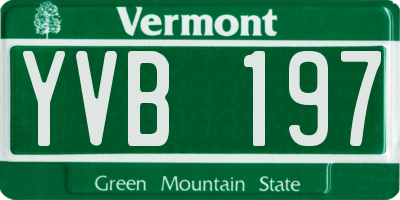 VT license plate YVB197