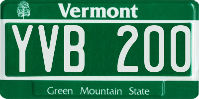VT license plate YVB200