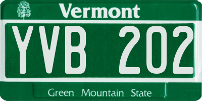 VT license plate YVB202