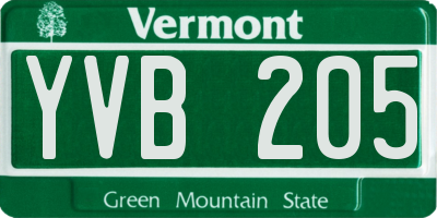VT license plate YVB205