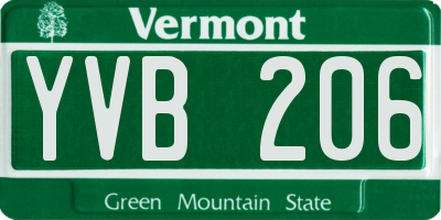 VT license plate YVB206
